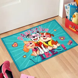 Saral Home Turquoise Blue & White Paw Patrol Pupps Print Anti-Skid Doormat-13