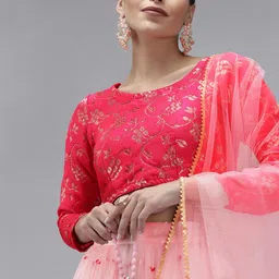 DIVASTRI Pink & Ready to Wear Lehenga & Unstitched Blouse With Dupatta-picture-37