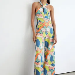 WAREHOUSE Halter Neck Printed Basic Jumpsuit-picture-26