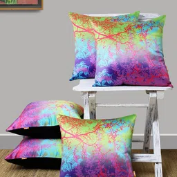 ANS Green & Pink Set of 5 Abstract Square Cushion Covers-26