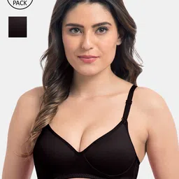 KOMLI Pack of 2 Solid Non-Wired Lightly Padded Everyday Bra-image-53