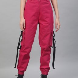 STREET 9 Women Fuchsia Pink Regular Fit Solid Joggers-22