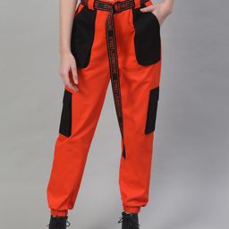 STREET 9 Women Orange Regular Fit Solid Cargos-image-67