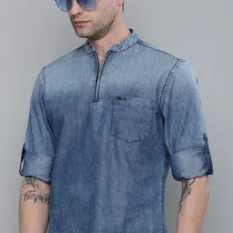 The Indian Garage Co Men Blue Kurta-image-40