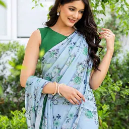 DIVASTRI Floral Printed Pure Georgette Saree-picture-14