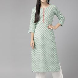 Cayman Floral Printed Kantha Work Pure Cotton Kurta-picture-21