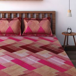 SWAYAM Caramel Pink 180 TC Cotton Double Bedsheet with 2 Pillow Covers-image-14