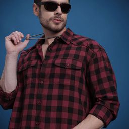 The Roadster Life Co. Relaxed Fit Checked Casual Pure Cotton Shirt-image-100