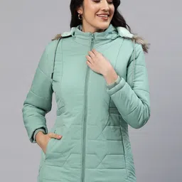 Foreign Culture By Fort Collins Women Faux Fur Trim Longline Parka Jacket-58