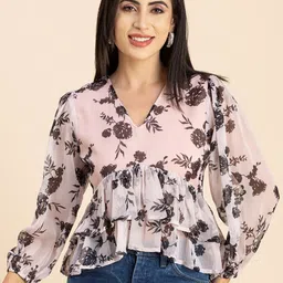 Moomaya Floral Printed Puff Sleeves Empire Top-54