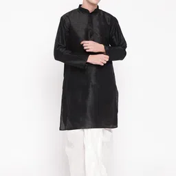 MAG Men Black & White Solid Kurta with Dhoti Pants-picture-55
