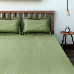 SWAYAM Olive Green 210 TC Fine Cotton Queen Bedsheet with 2 Pillow Covers-image-44