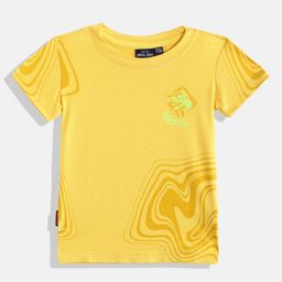 Gini and Jony Infant Boys Yellow Abstract Placement Printed T-shirt-72
