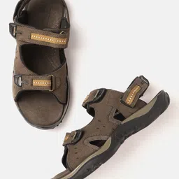 Woodland Men Round-Toe Perforated Leather Comfort Sandals-image-26