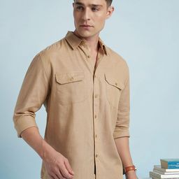 Dennis Lingo Men Linen Viscose Spread Collar Full Sleeves Regular Fit Shirt-image-25