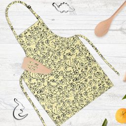 ArtzFolio Kids Cream Colored & Black Printed Cotton Aprons-31