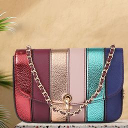 Accessorize London Women Faux Leather Striped Edie Sling Bag-45