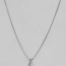 Estele Rhodium-Plated Alphabet R Pendant With Link Chain-47