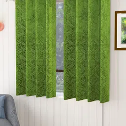 Homefab India Green Set of 2 Room Darkening Window Curtain-image-52