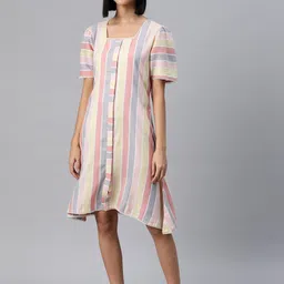 RAJGRANTH Striped Cotton A-Line Dress-image-2