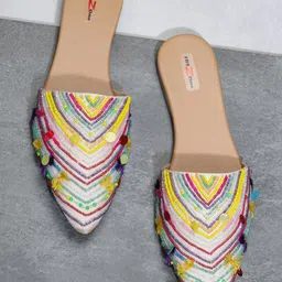 Shezone Women Cream-Coloured Woven Design Open Toe Flats-image-21