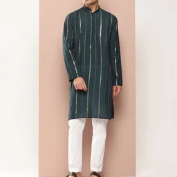 See Designs Embroidered Sequinned Chanderi Silk Kurta with Pyjamas-picture-29