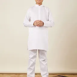 Aj DEZInES Boys Band Collar Pure Cotton Kurta with Pyjamas-10