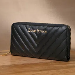 LOUIS STITCH Women Black Zipper Closure Clutch Hand Purse-47