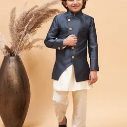 VASTRAMAY Boys Angrakha Sherwani With Kurta & Pyjamas Set-picture-58