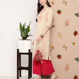 Gerua By Libas Women Yellow Pink Ethnic Motifs Printed Kurta-image-62