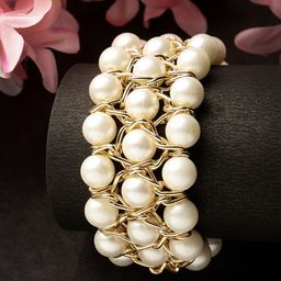 Dressberry Women Pearl Studded Adjustable Bracelet-image-76