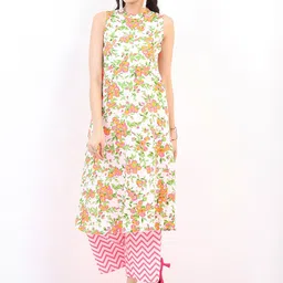 Vishudh Women Off White Floral Printed Kurta with Palazzos-image-49