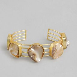 Anouk Mother of Pearl Gold-Plated Cuff Bracelet-image-14