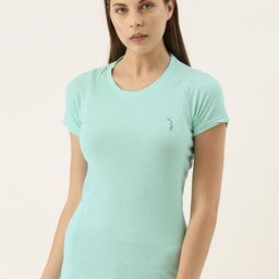 Campus Sutra Women Sea Green Solid Round Neck Running T-shirt-picture-19