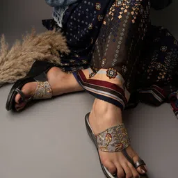 Shoetopia Women One Toe Embellished Ethnic Wedge Heels-40