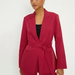 DOROTHY PERKINS Solid Single-Breasted Blazer with Belt-picture-10