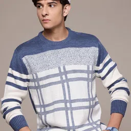 Roadster Men Checked Pullover-image-29