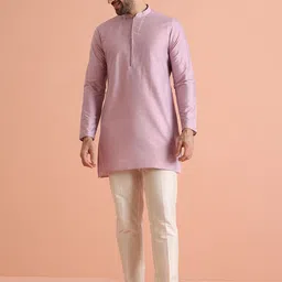 KISAH Men Mandarin Collar Regular Solid Kurta Trouser Set-13
