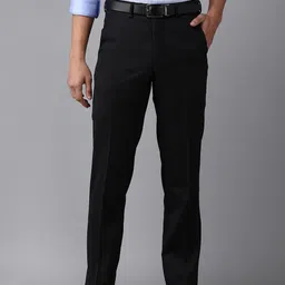 Van Heusen Men Black Solid Regular Fit Formal Trousers-image-60