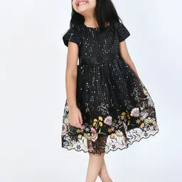 Bella Moda Girls Black Embellished Fit and Flare Dress-image-14