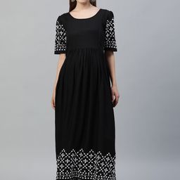 Swishchick Embroidered Maternity Fit & Flare Maxi Dress-image-8