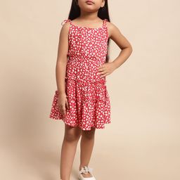 Superminis Girls Floral Print Layered Fit & Flare Dress-22