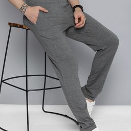 HERE&NOW Men Grey Melange Solid Knitted Track Pants-image-65