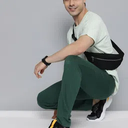 HERE&NOW Men Green Solid Knitted Track Pants-image-89