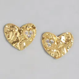 Carlton London Gold-Plated CZ Heart Shaped Studs-40