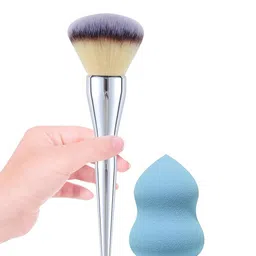 MAJESTIQUE Set of Makeup Foundation Brush & Blender Sponge - Blue-39