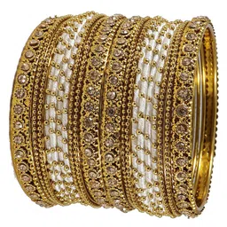 NMII Set Of 20 Zircon Stone Studded Silk Thread Bangles-6