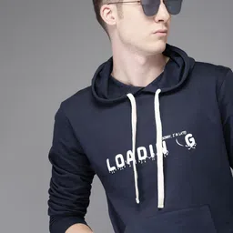 Campus Sutra Men Navy Blue Printed Hooded Sweatshirt-picture-37