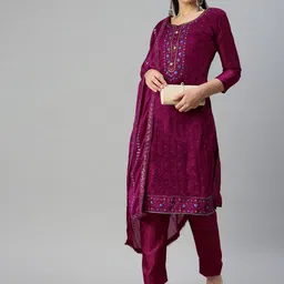 KALINI Embroidered Sequinned Unstitched Dress Material-image-16