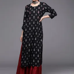Varanga Women Black & White Ethnic Motifs Printed Kurta-image-92